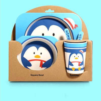 5pc Children's Eco-Friendly Bamboo Dinnerware Set