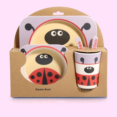 5pc Children's Eco-Friendly Bamboo Dinnerware Set