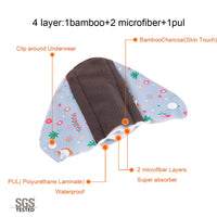 Reusable Sanitary Pads Bamboo Cloth Pads Cartoon Print Women Menstrual Pads Size S M L