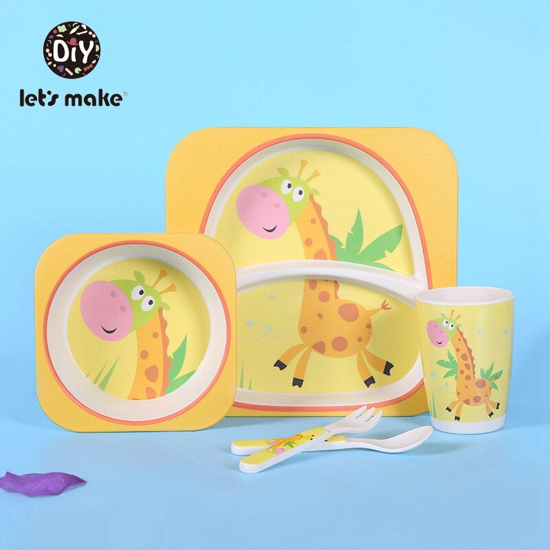 5pc Children's Eco-Friendly Bamboo Dinnerware Set